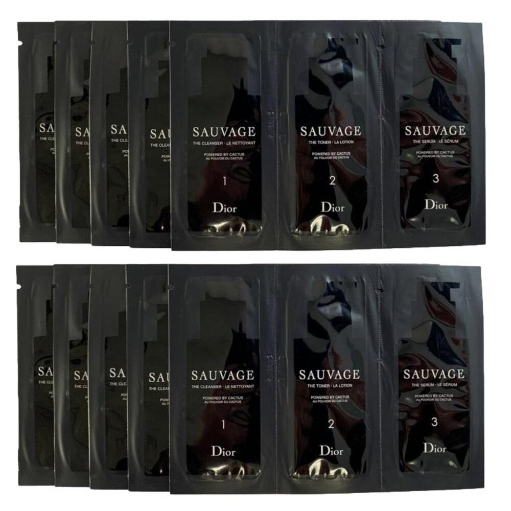 10X Dior Sauvage 3 Step Cleanser 3ml, Toner 2ml & Serum 2ml each Travel Size